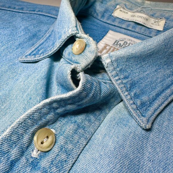 B.D. Baggies Foundry Denim Shirt Relaxed Fit Light Wash USA Made Men's M VTG 90s - Picture 8 of 13